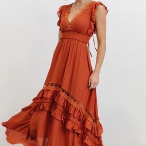 Baltic Born, Jasmine Ruffle Maxi Dress, Size S
